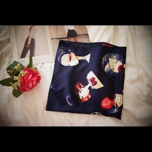 Blue fashion girl print multi-style square scarf